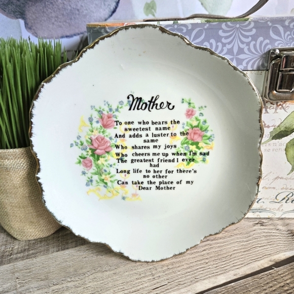 Other - Vintage Decorative Plate with Mother Poem